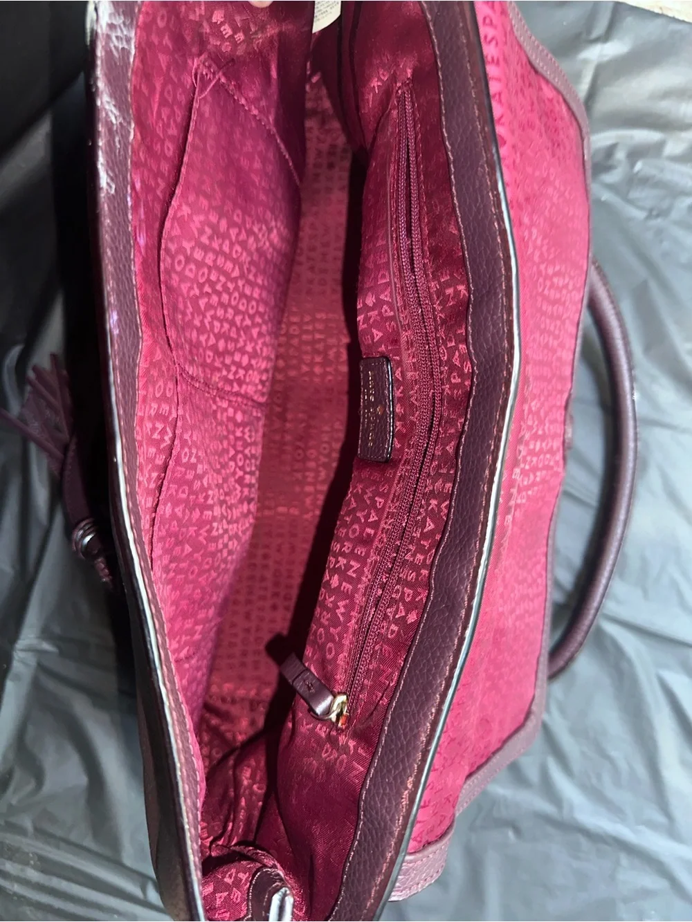 kate spade Plum Pebbled Leather Satchel with Tassel